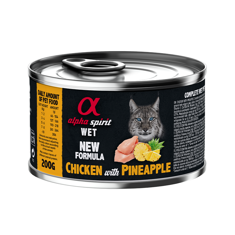 Paté para gatos Alpha Spirit Pollo y Piña – Alimento húmedo natural sin cereales 200 GR