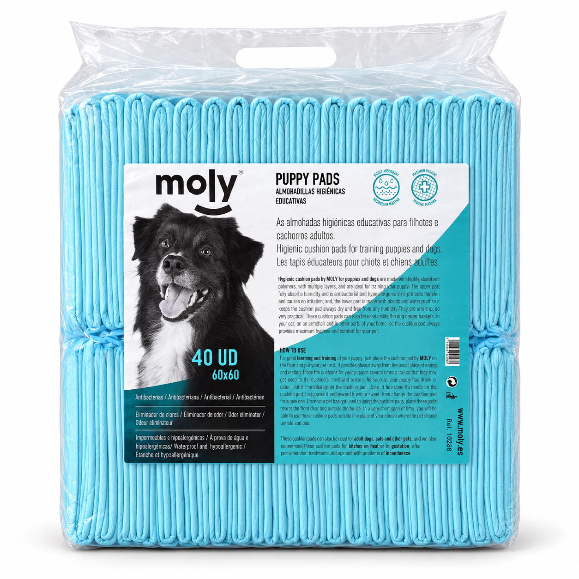 PUPPY PADS MOLY 320 UNIDADES 60 X 60CM