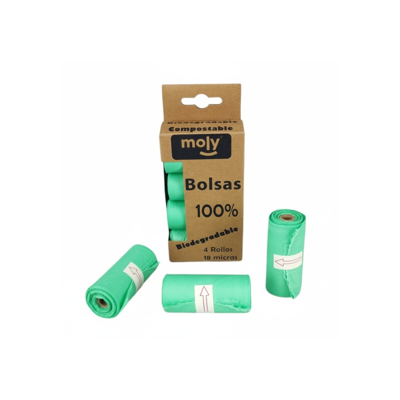 BOLSITAS 100% COMPOSTABLE PACK 4 ROLLOS 18 MICRAS
