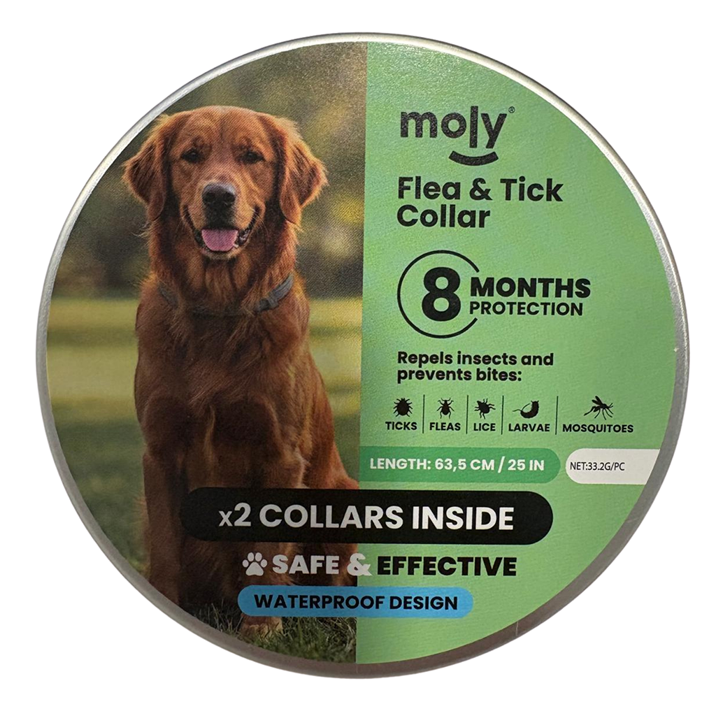 COLLAR MOLY NATURAL CONTRA PULGAS GARRAPATAS PIOJOS Y MOSQUITOS PARA RAZAS GRANDES PACK 2 UNIDADES