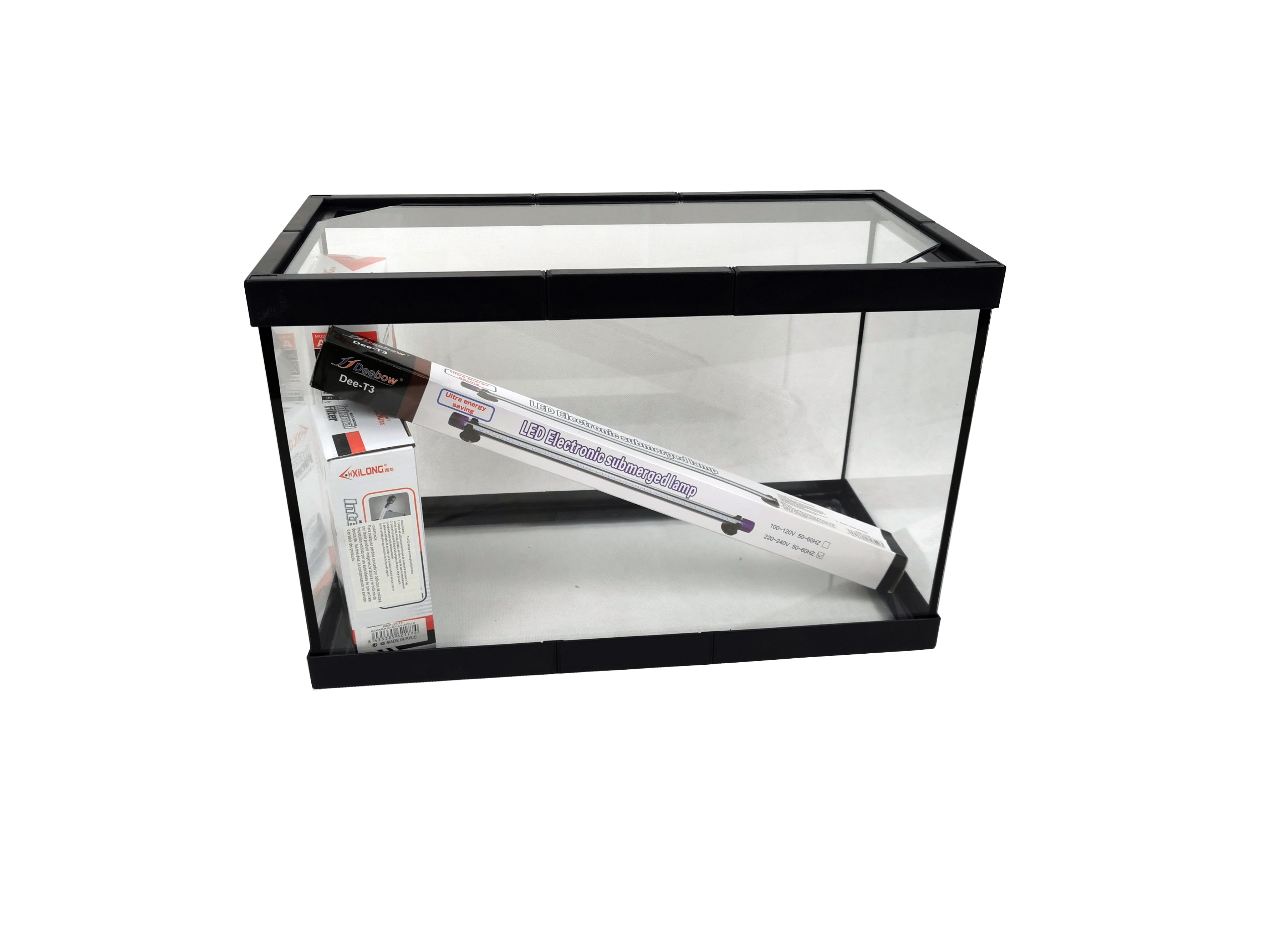 ACUARIO CRISTAL C/M NEGRO 20 LTS KIT COMPLETO 40X2