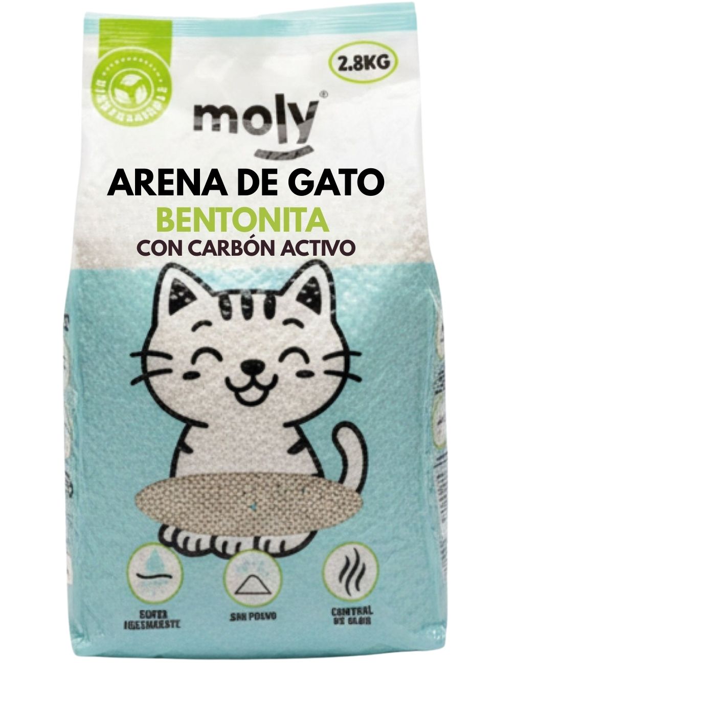 Bentonite Cat Litter with Activated Charcoal 2.8 kg | Maximum Odor Control and High Absorption - 3.73 L
