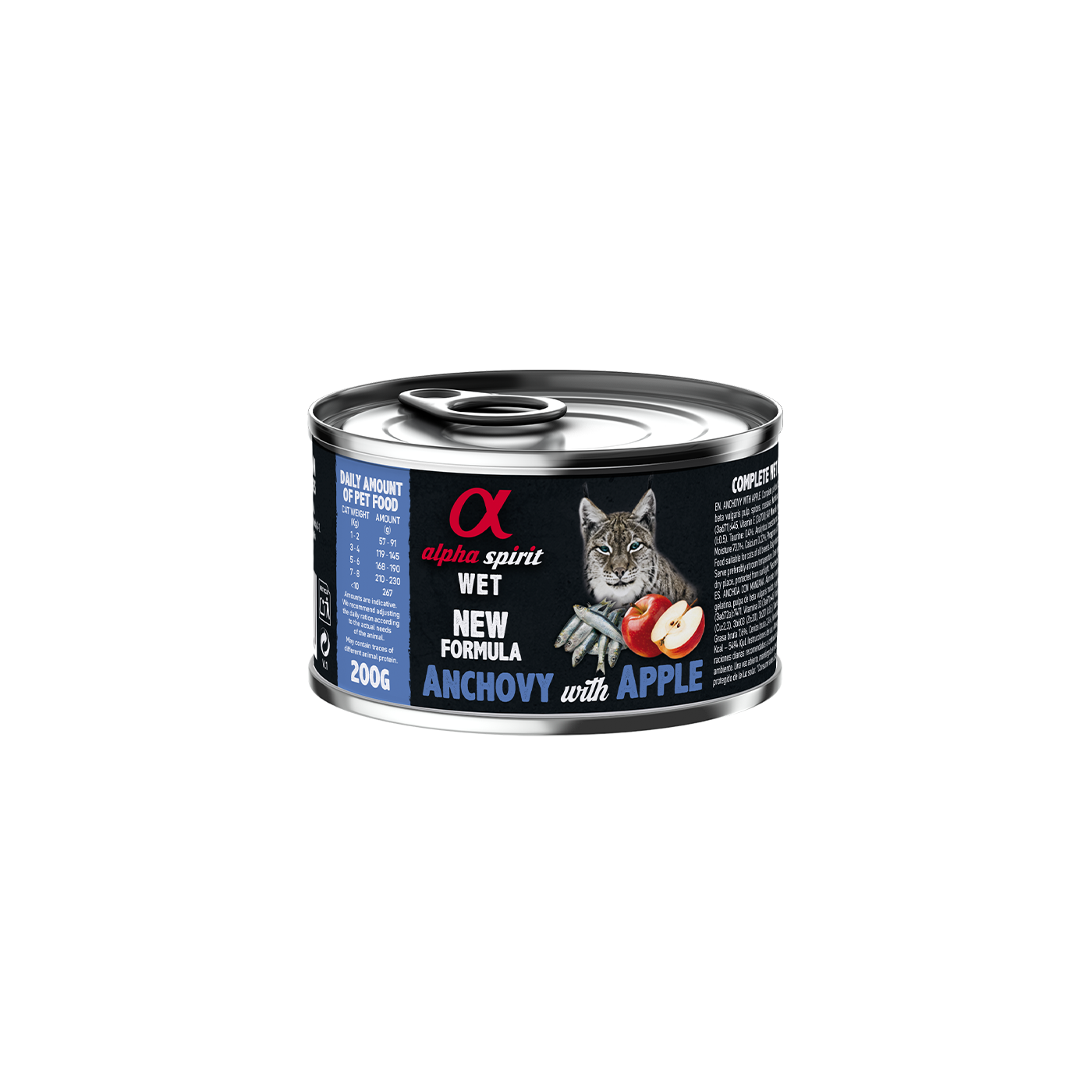Paté para Gato Alpha Spirit de Anchoas y Manzana Roja – Alimento Húmedo Natural Sin Cereales 200 g