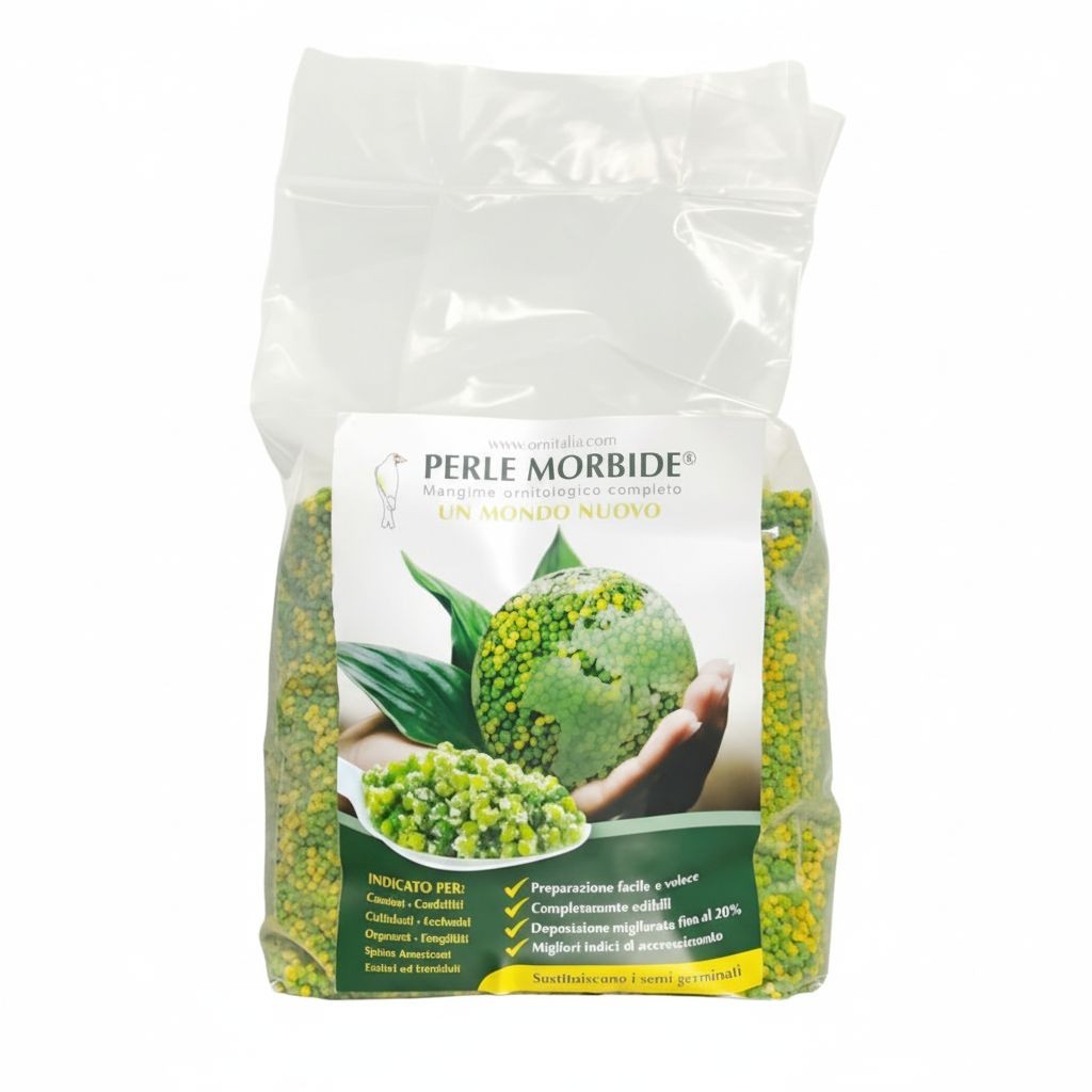 Perle Morbide 800 g – Perlas Germinadas para Aves – Alimento Húmedo Completo para Cría y Muda