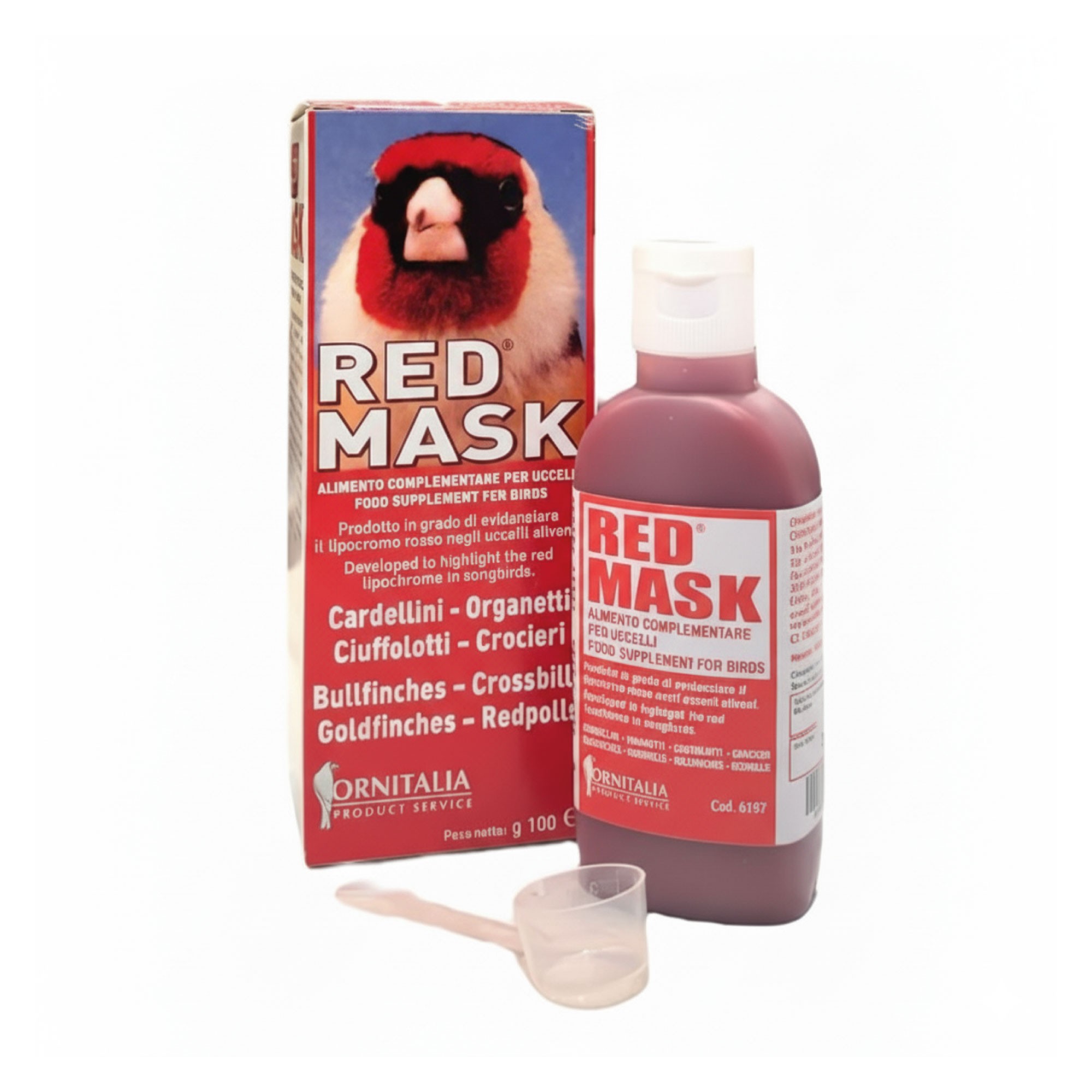 Ornitalia Red Mask 100 g – Natural Color Enhancement for Goldfinches, Linnets, Greenfinches, and Wild Birds