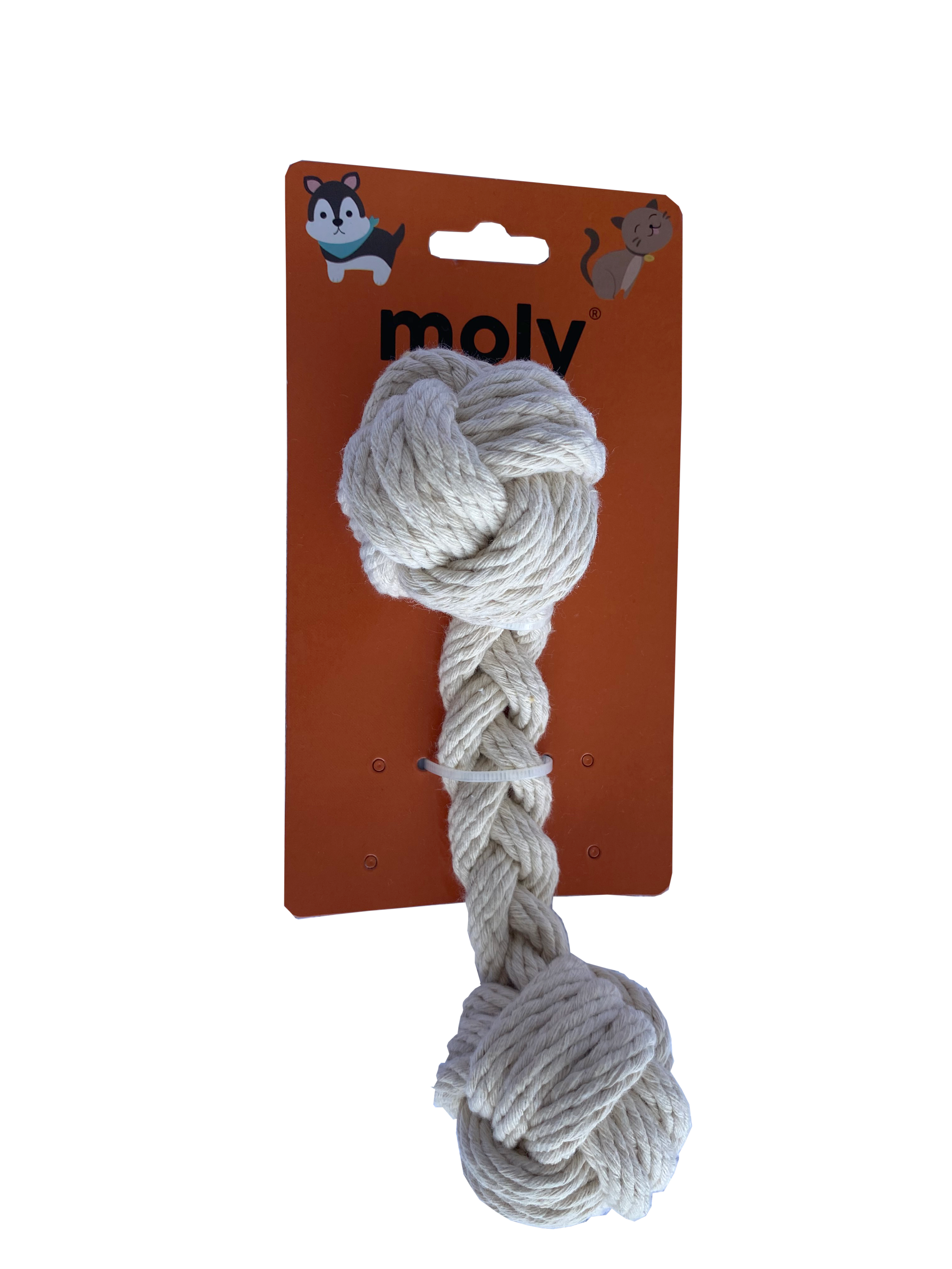 COTTON ROPE TOY 5*20 CM BRAIDED WITH TWO KNOTS