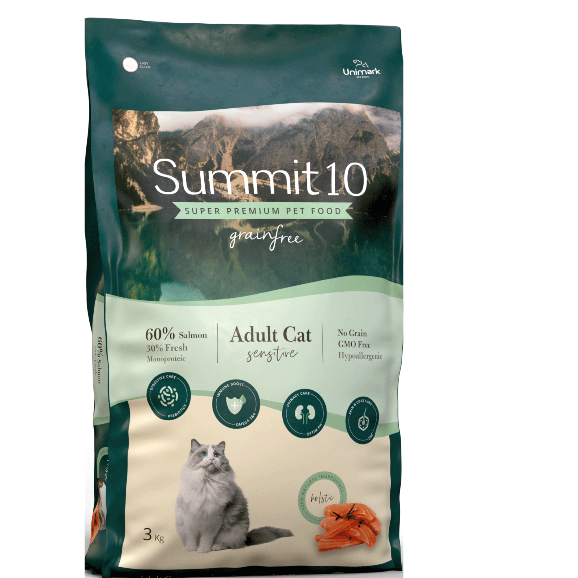 SUMMIT 10 GRAIN FREE ADULT CAT SENSITIVE SALMON POTATO 3 KG | PIENSO HIPOALERGÉNICO SIN CEREALES PARA GATOS ADULTOS SENSIBLES