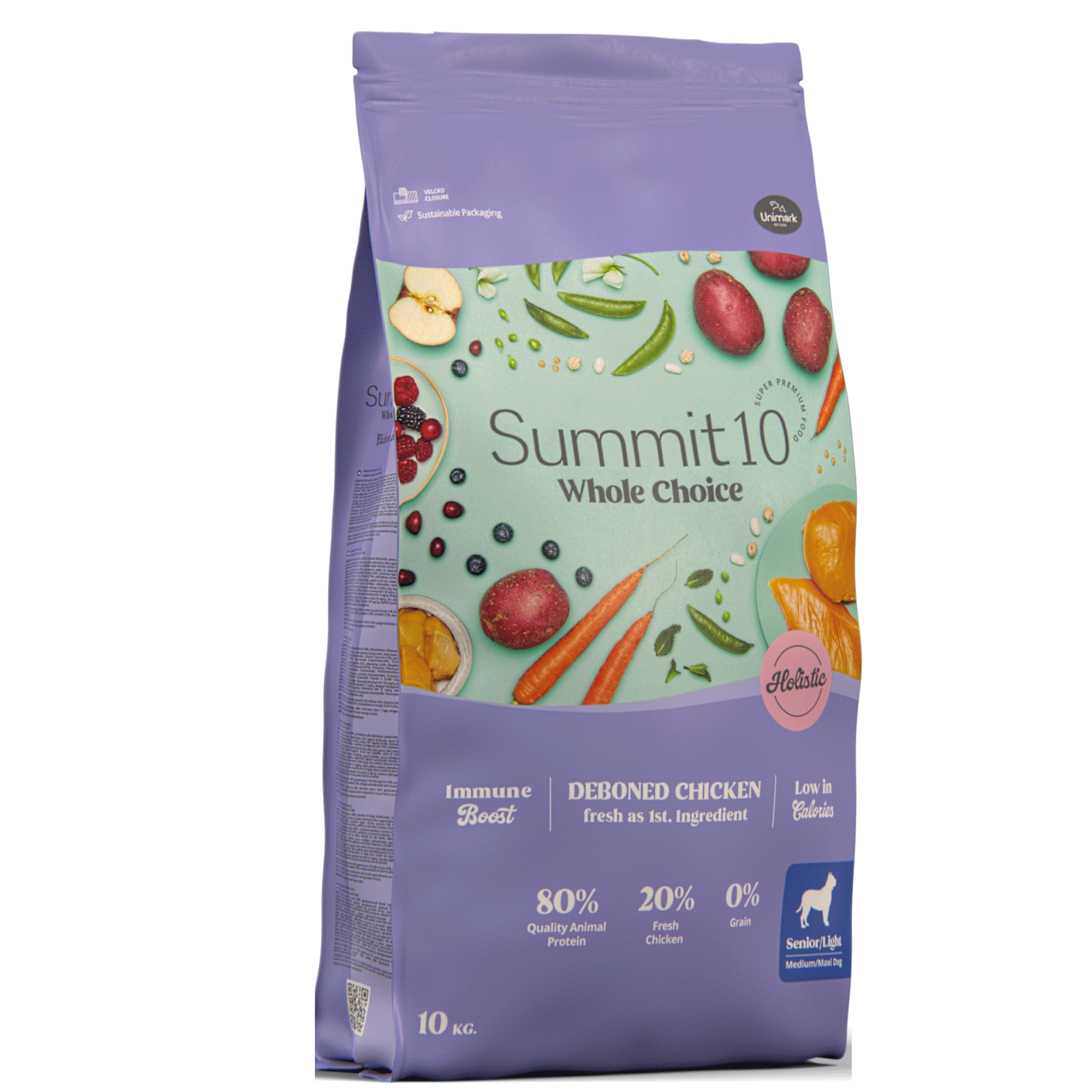 SUMMIT WHOLE CHOICE SENIOR LIGHT CHICKEN 10 KG | PIENSO HOLÍSTICO SIN CEREALES PARA PERROS SENIOR Y CONTROL DE PESO