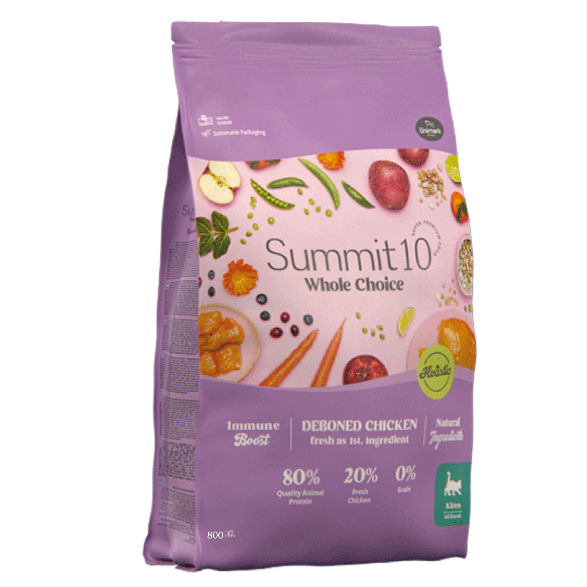 SUMMIT 10 WHOLE CHOICE KITTEN 800 G | ALIMENTO GRAIN FREE PARA GATITOS CON POLLO FRESCO DESHUESADO