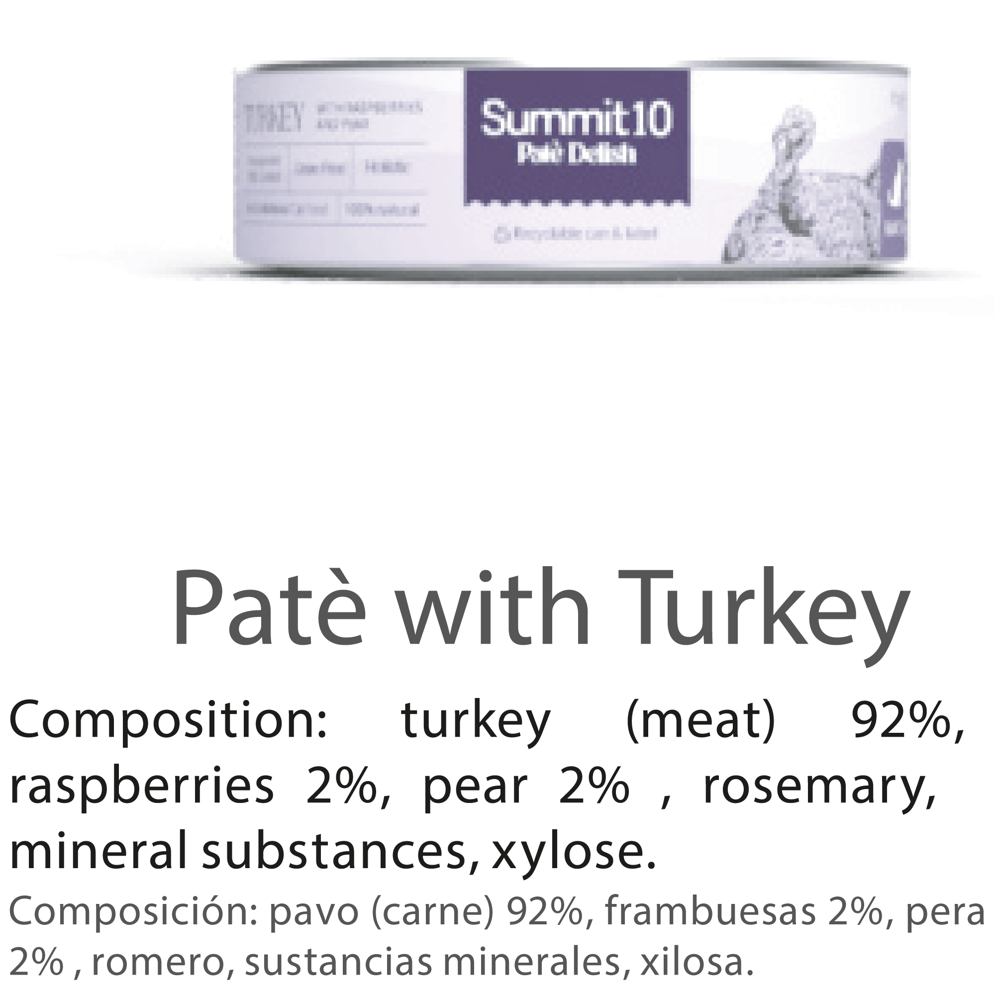 SUMMIT 10 PATÉ DELISH WITH TURKEY FOR CATS 85 G | ALIMENTO HÚMEDO GRAIN FREE PARA GATOS CON PAVO, FRAMBUESAS Y PERA