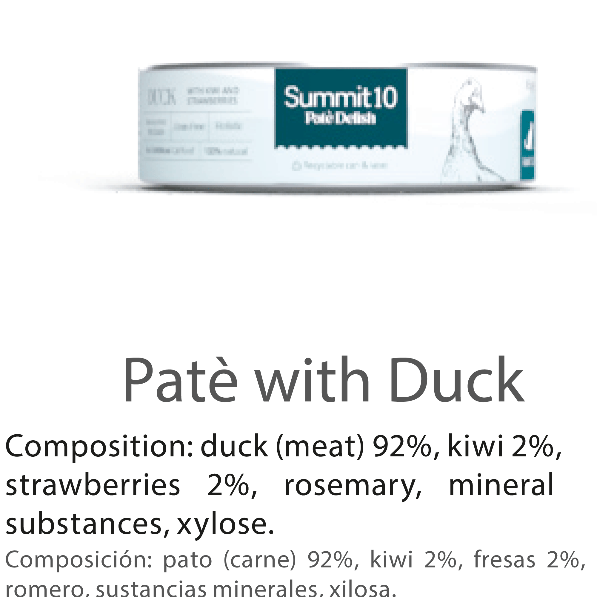 SUMMIT 10 PATÉ DELISH WITH DUCK FOR CATS 85 G | ALIMENTO HÚMEDO PREMIUM PARA GATOS CON PATO, KIWI Y FRESAS