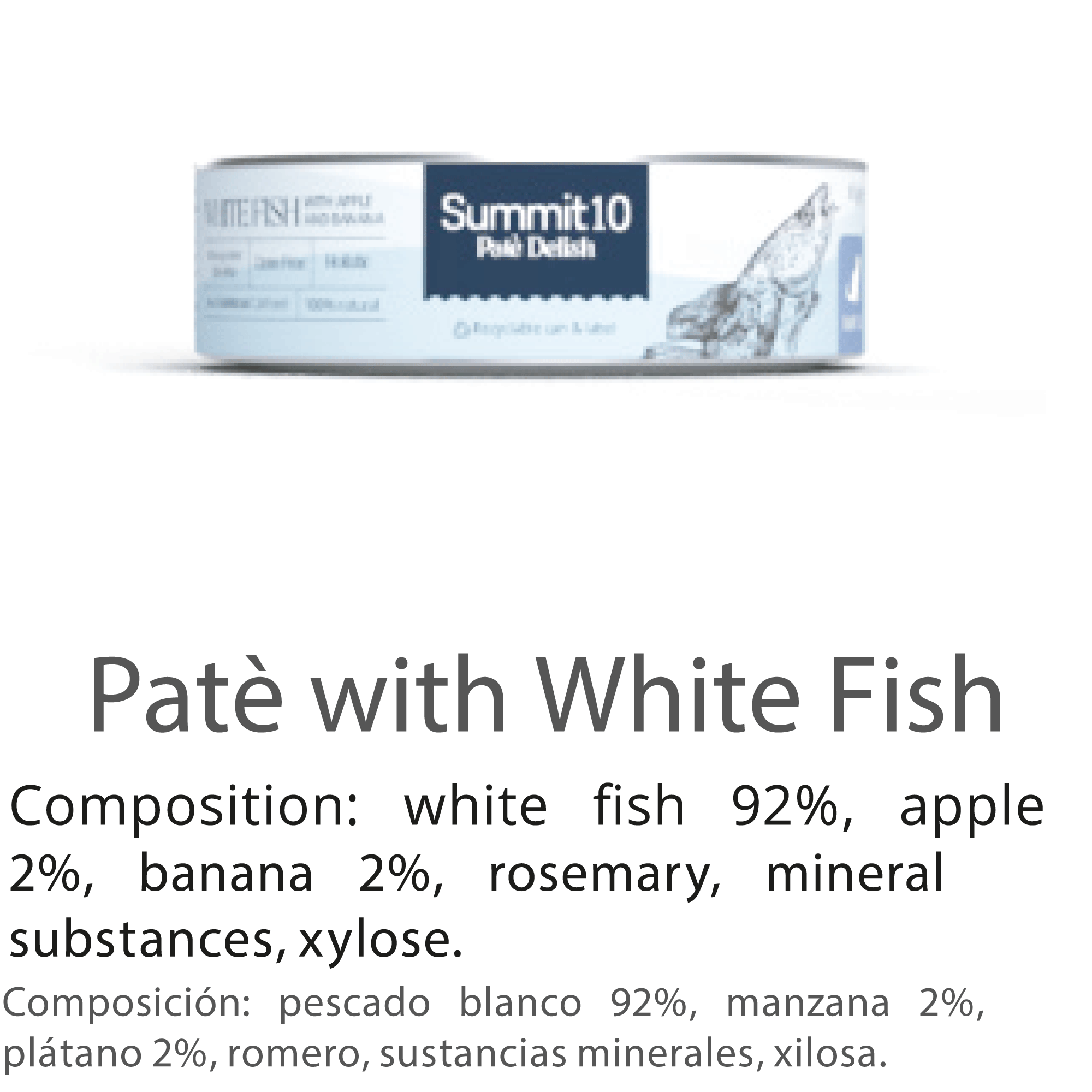 SUMMIT 10 PATÉ DELISH WITH WHITE FISH FOR CATS 85 G | ALIMENTO HÚMEDO PREMIUM PARA GATOS CON PESCADO BLANCO, MANZANA Y PLÁTANO